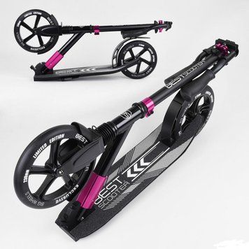Самокат Best Scooter, переднє колесо 230мм, заднє колесо 215мм чорно-рожевий 1358081672 фото